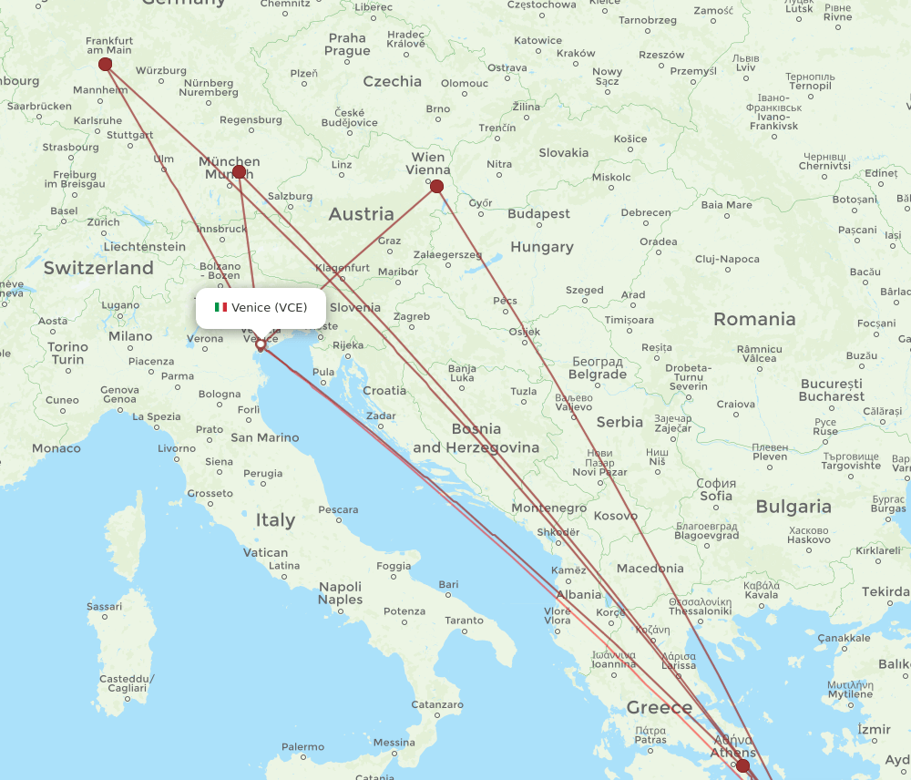 VCE to JTR flights and routes map