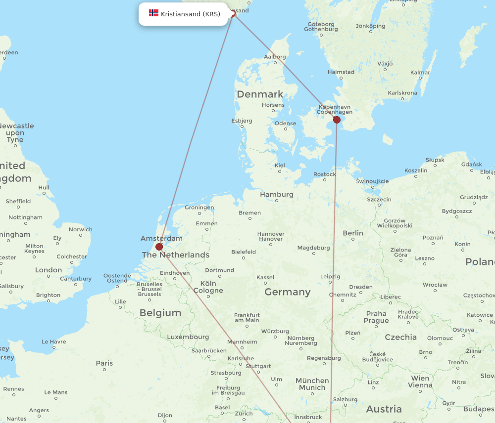 VCE-KRS flight routes
