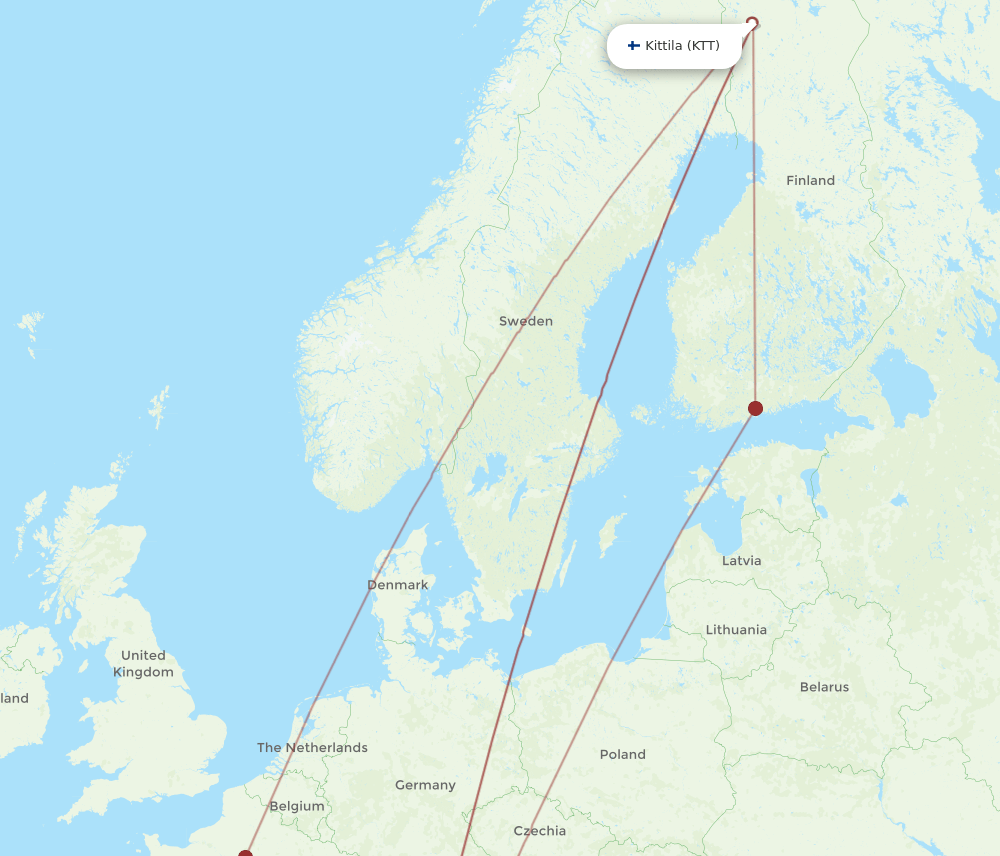 VCE-KTT flight routes