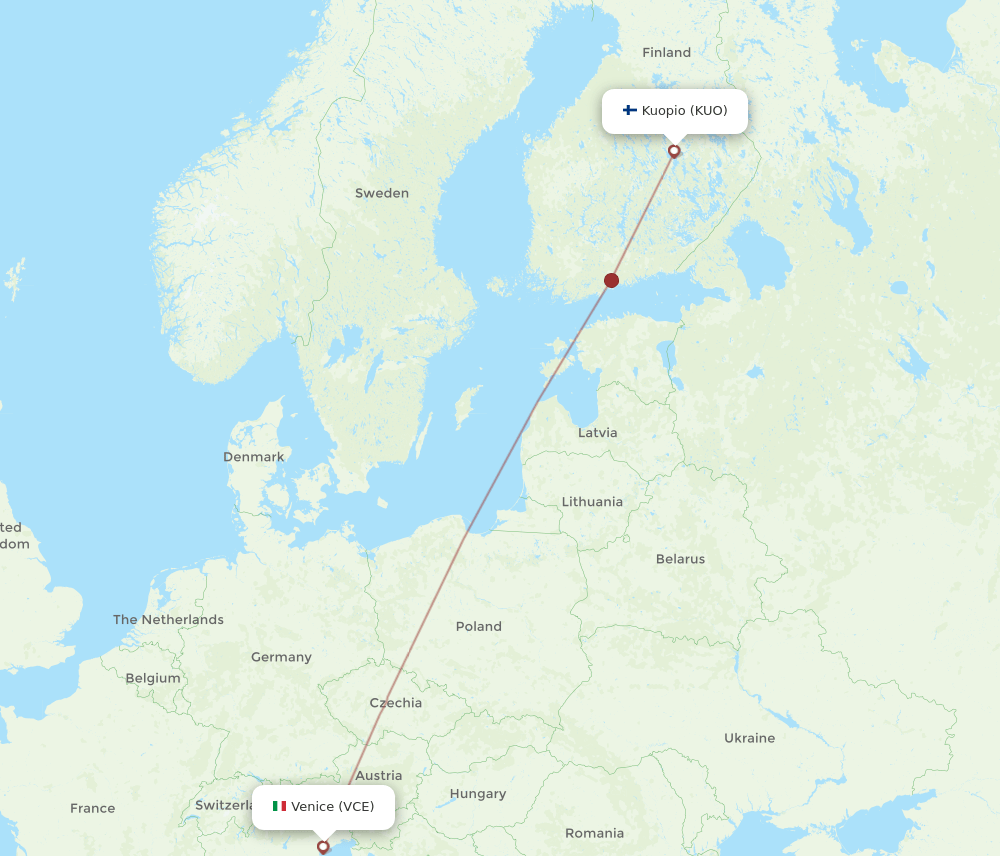 VCE to KUO flights and routes map