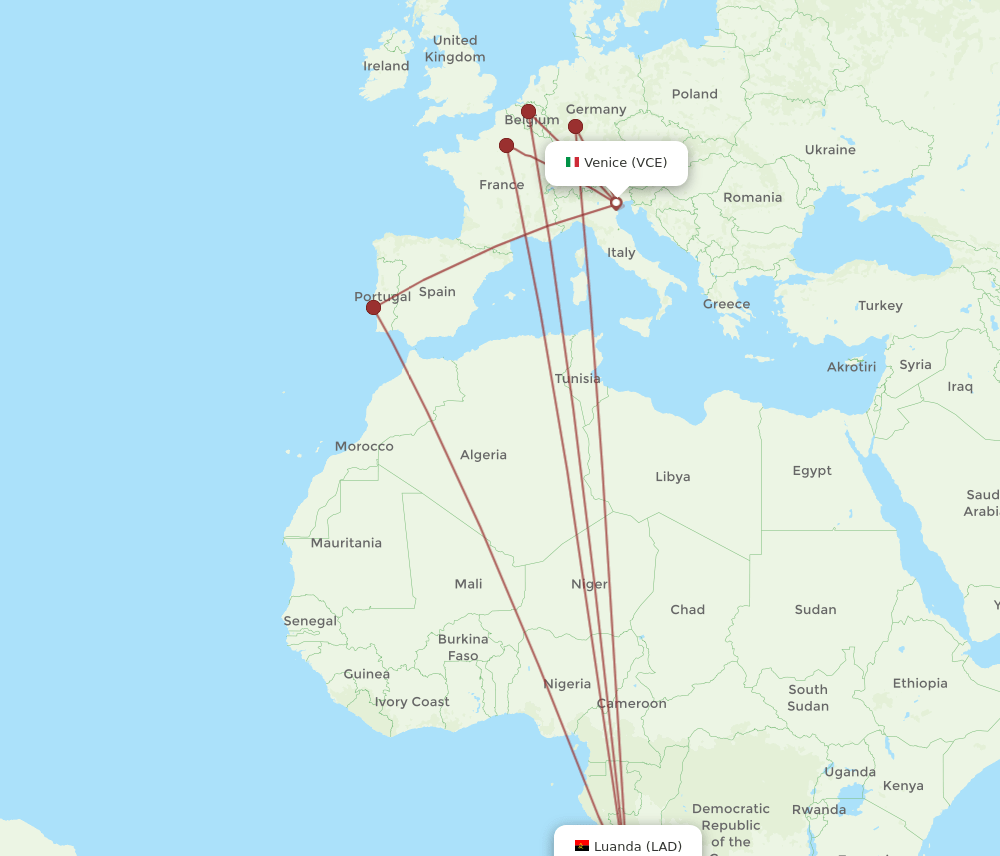 VCE-LAD flight routes
