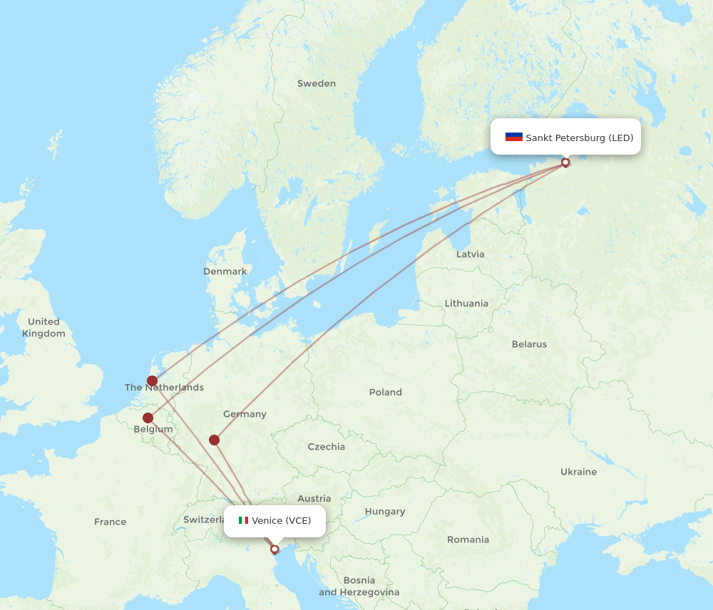 VCE-LED flight routes