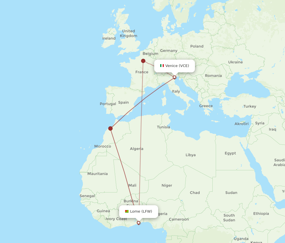 VCE-LFW flight routes