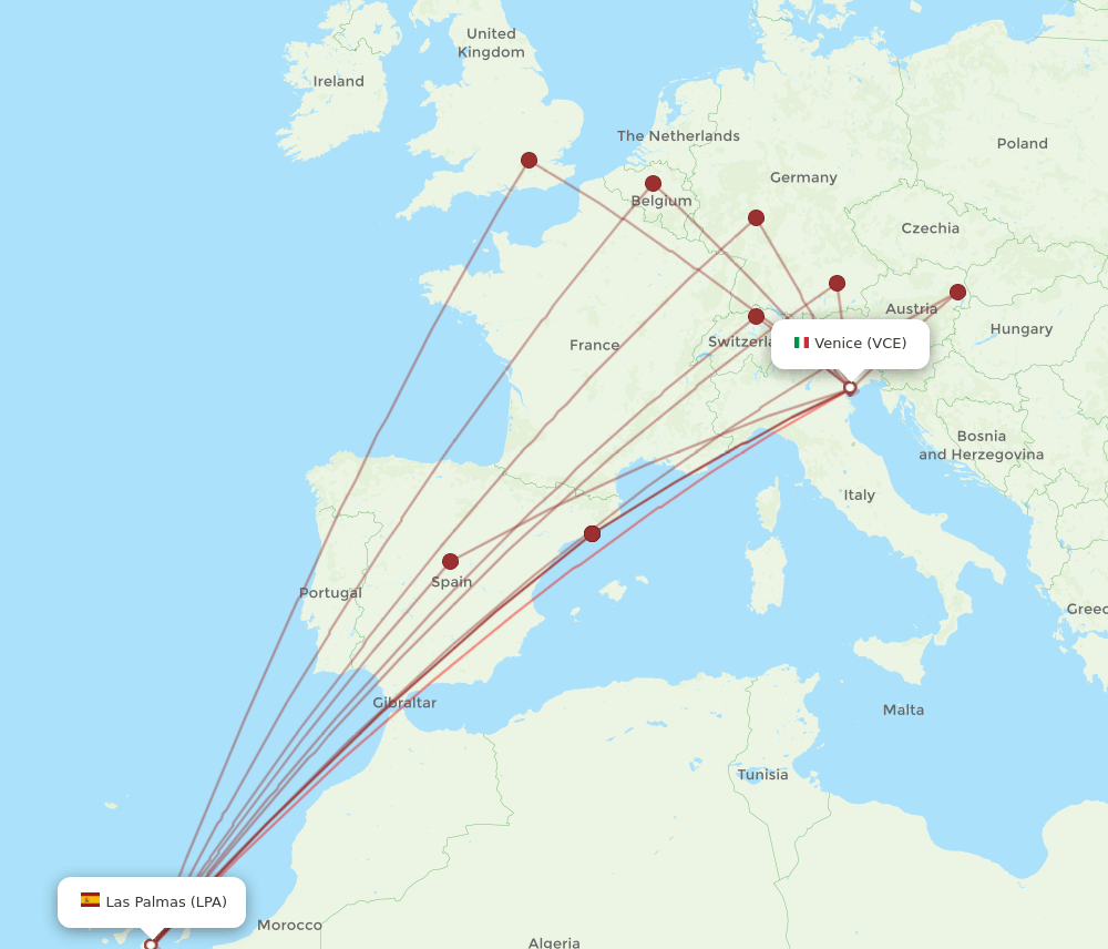 VCE-LPA flight routes