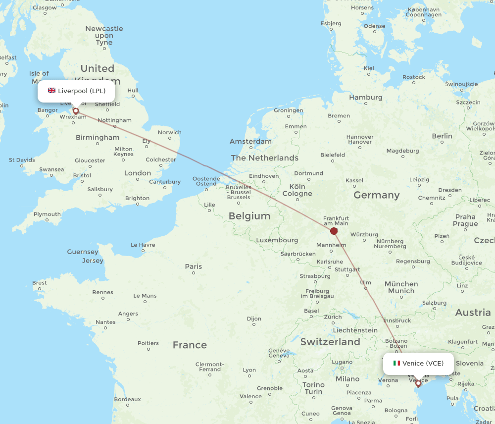 VCE to LPL flights and routes map