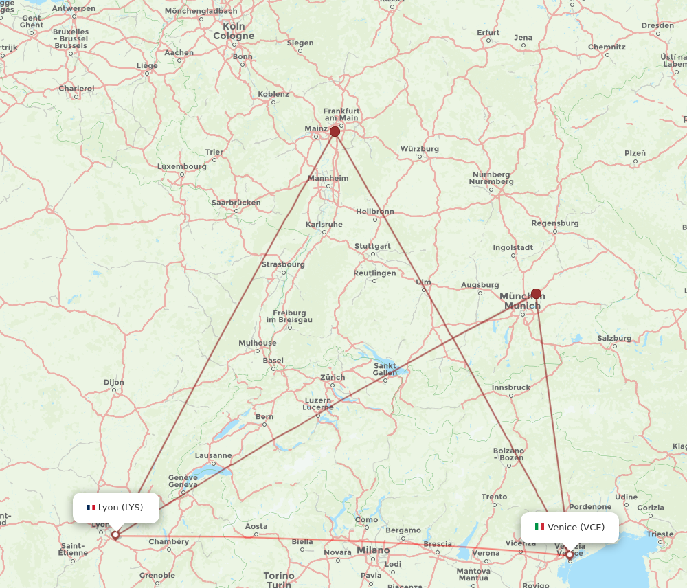 VCE to LYS flights and routes map