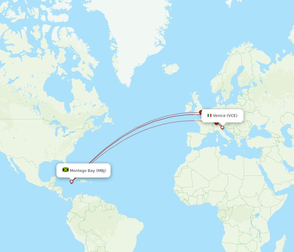 VCE-MBJ flight routes