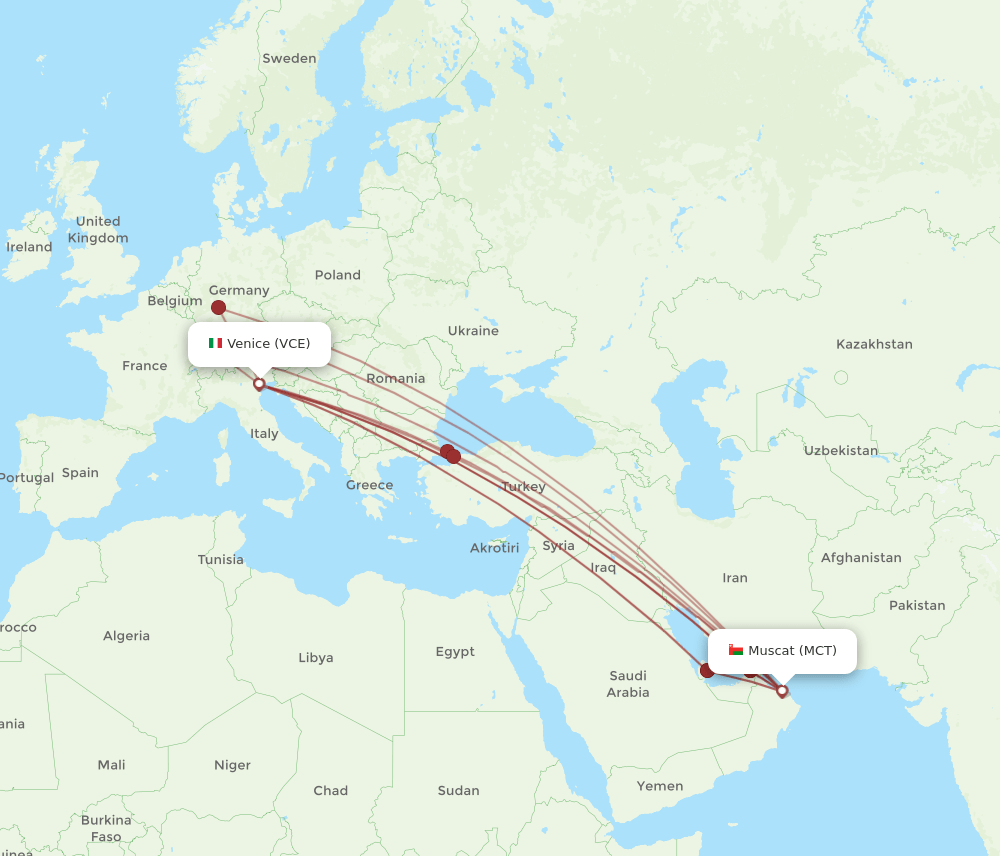 VCE-MCT flight routes