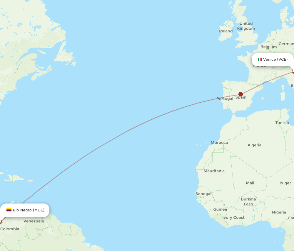 VCE-MDE flight routes