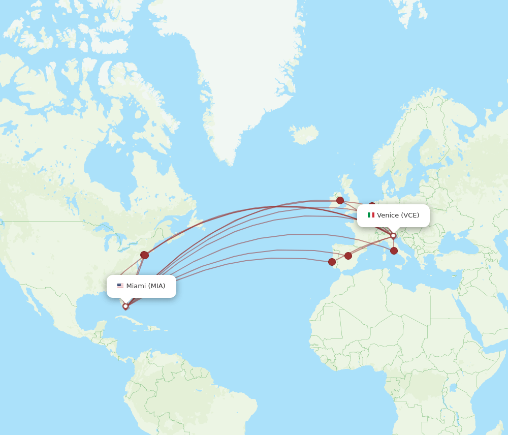 VCE-MIA flight routes