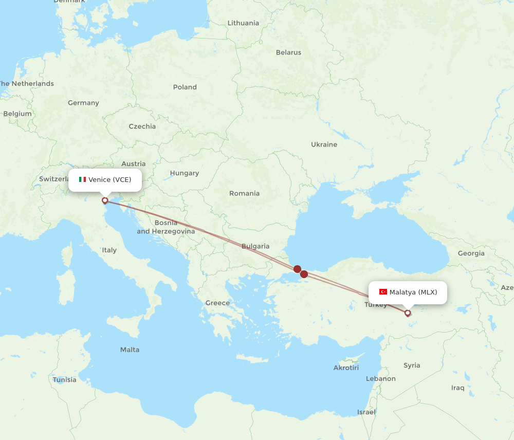 VCE-MLX flight routes