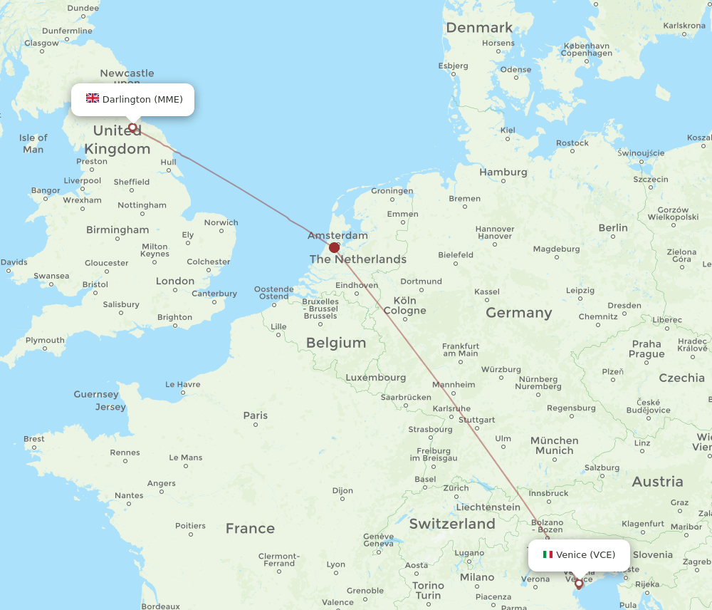 VCE-MME flight routes