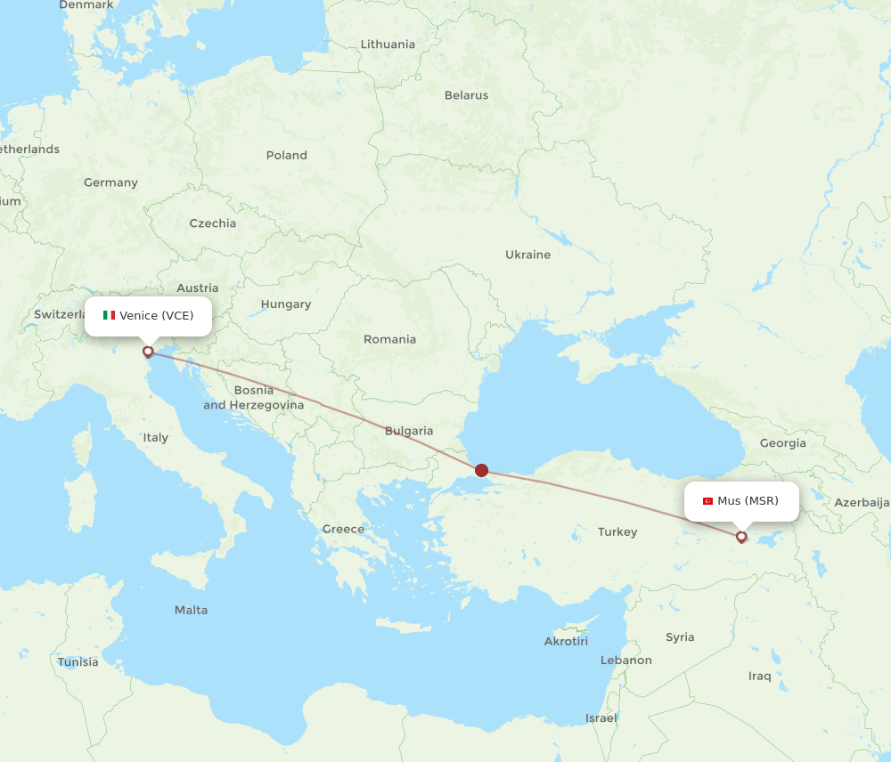 VCE to MSR flights and routes map