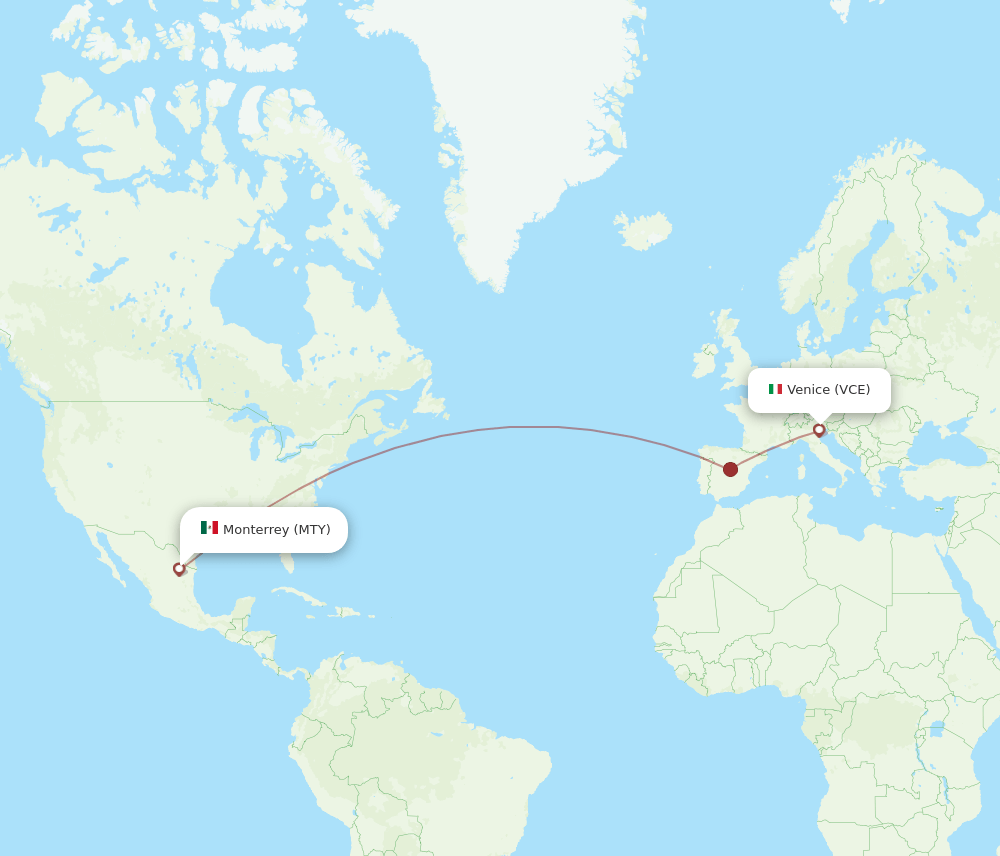 VCE to MTY flights and routes map