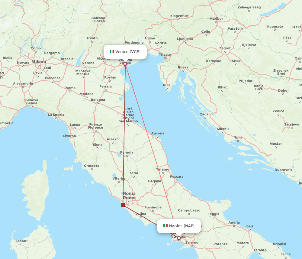 VCE-NAP flight routes