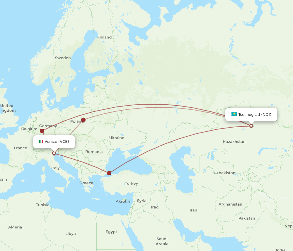 VCE-NQZ flight routes