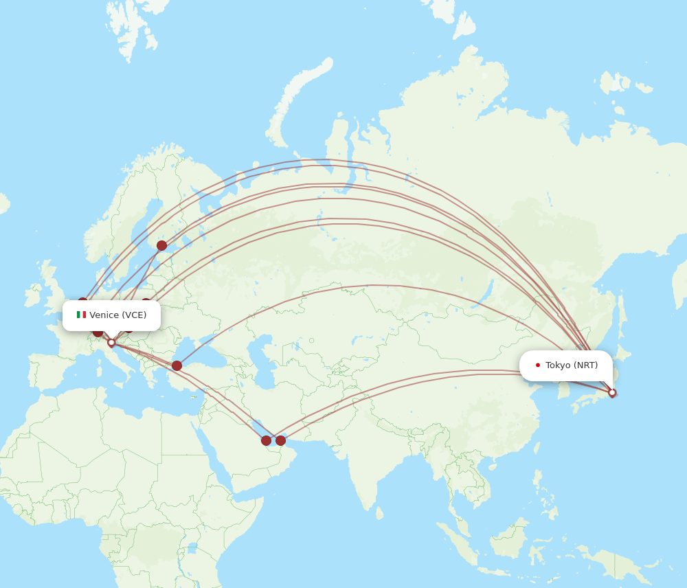 VCE-NRT flight routes