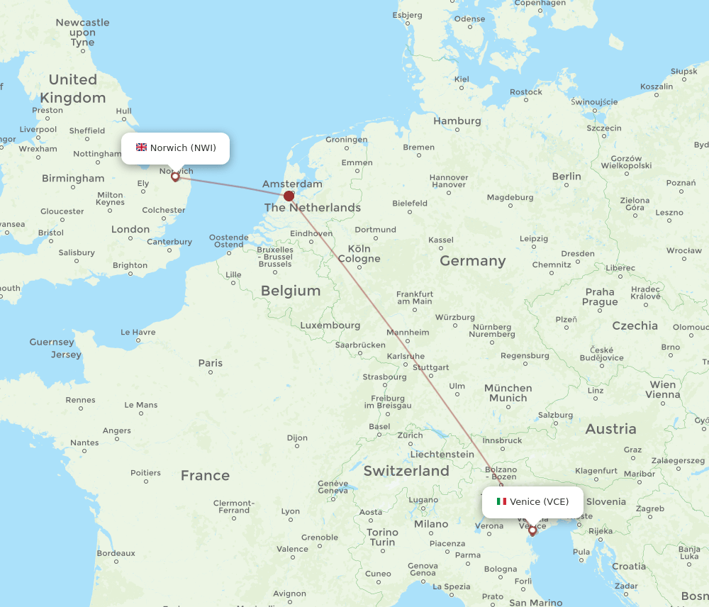 VCE-NWI flight routes