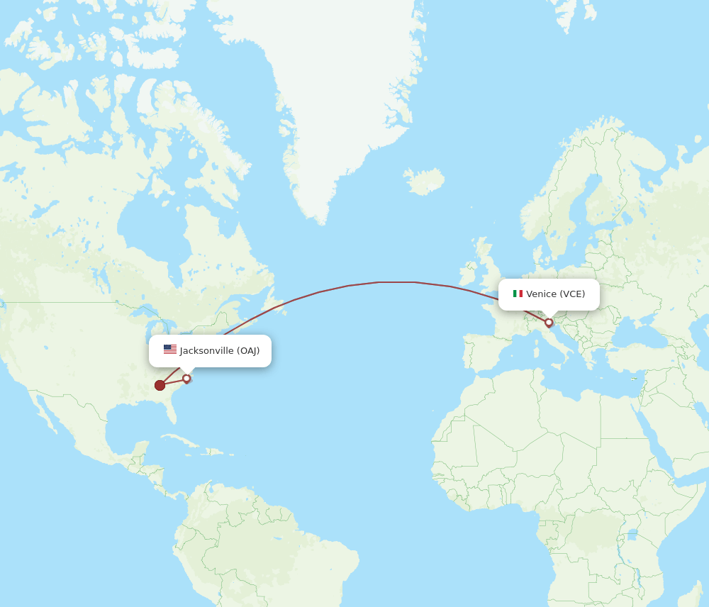 VCE to OAJ flights and routes map