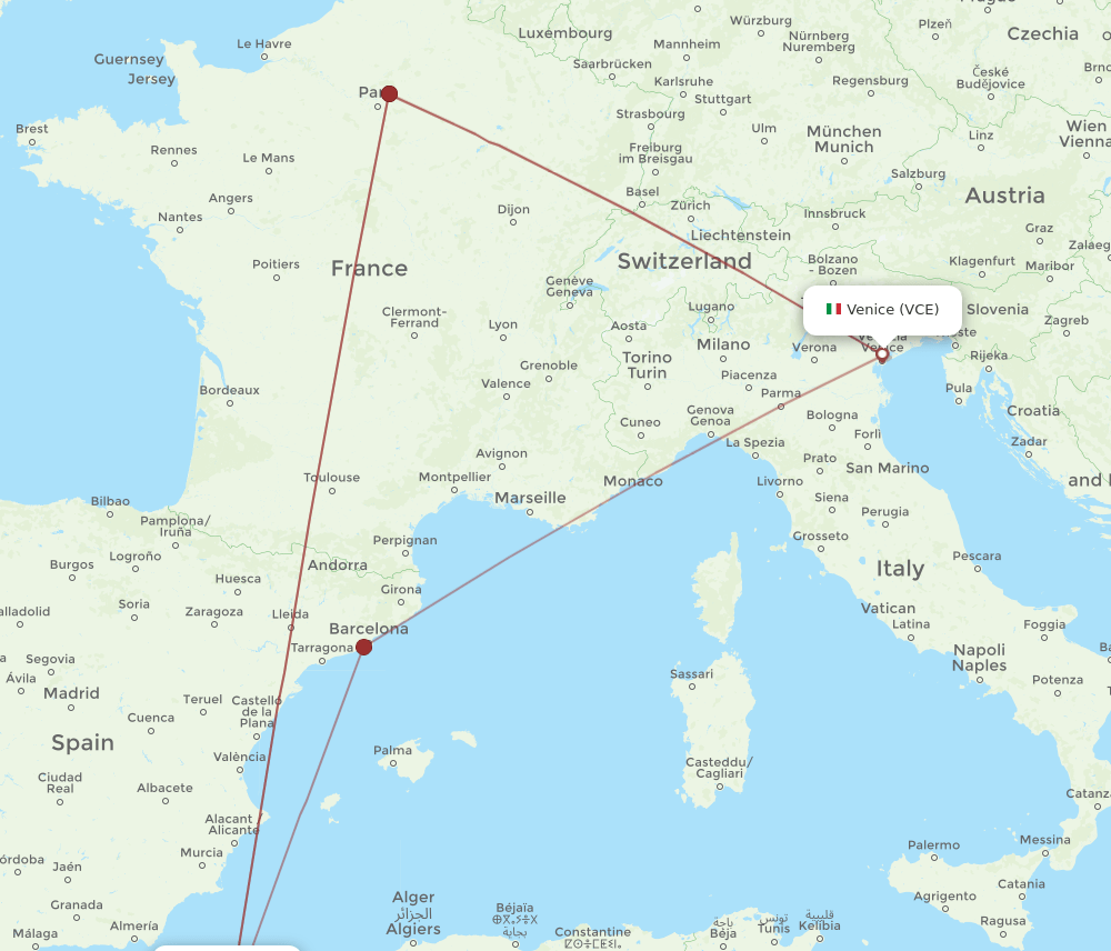 VCE-ORN flight routes