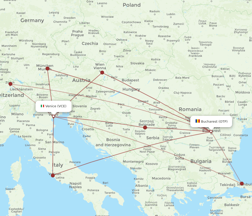 VCE-OTP flight routes