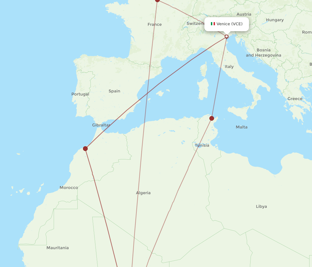 VCE to OUA flights and routes map