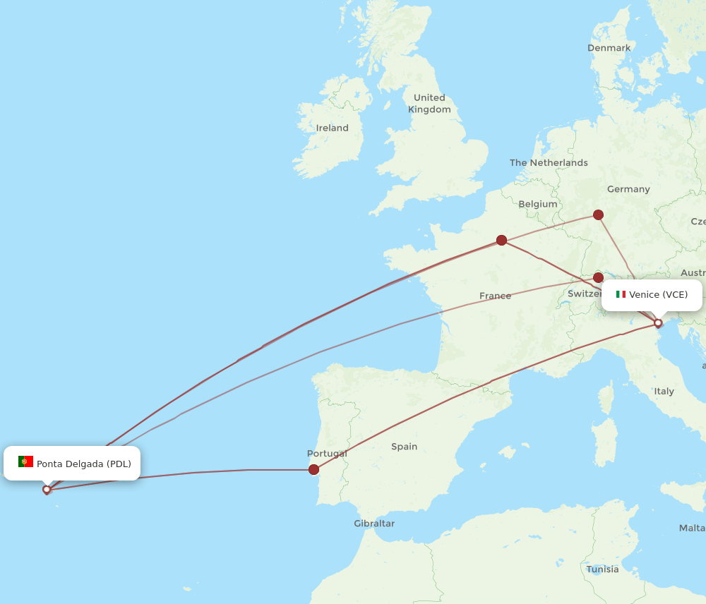 VCE-PDL flight routes