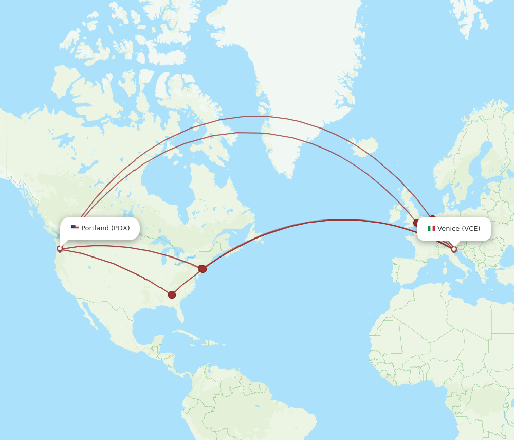 VCE-PDX flight routes