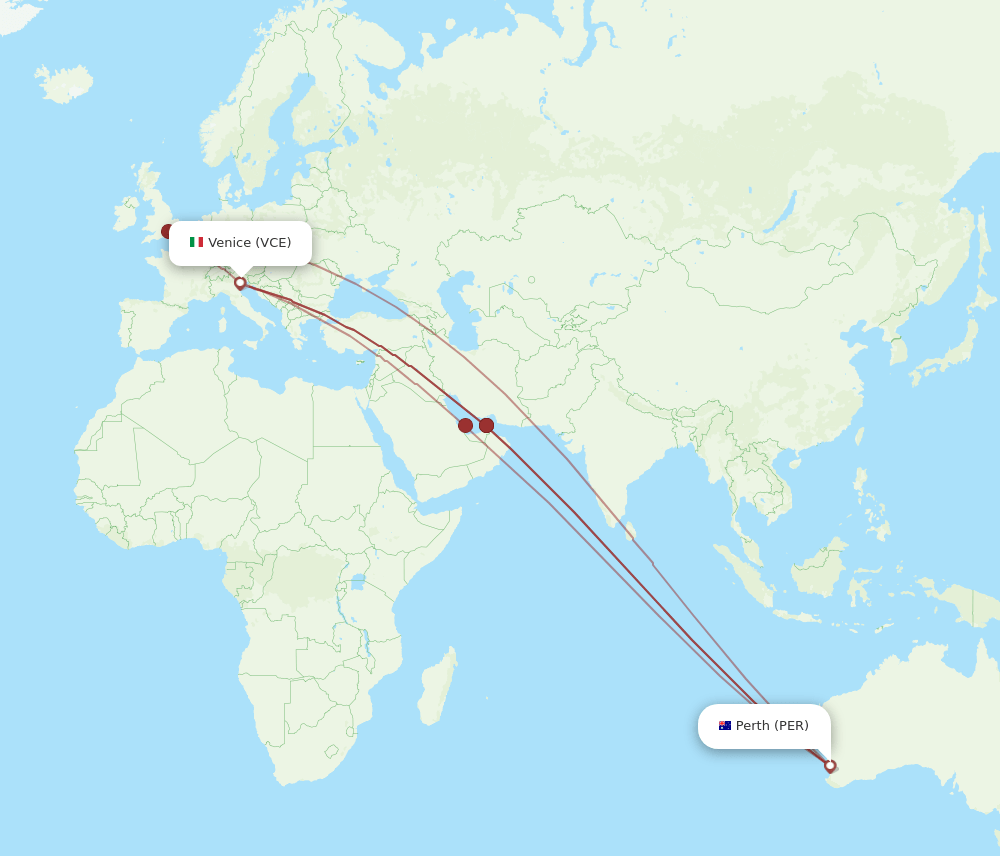 VCE-PER flight routes