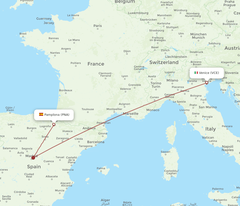 VCE-PNA flight routes