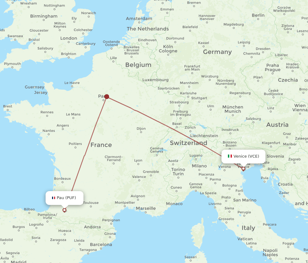 VCE-PUF flight routes