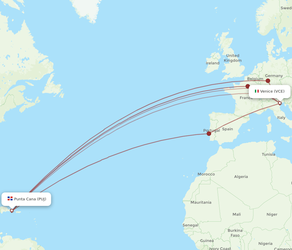 VCE-PUJ flight routes
