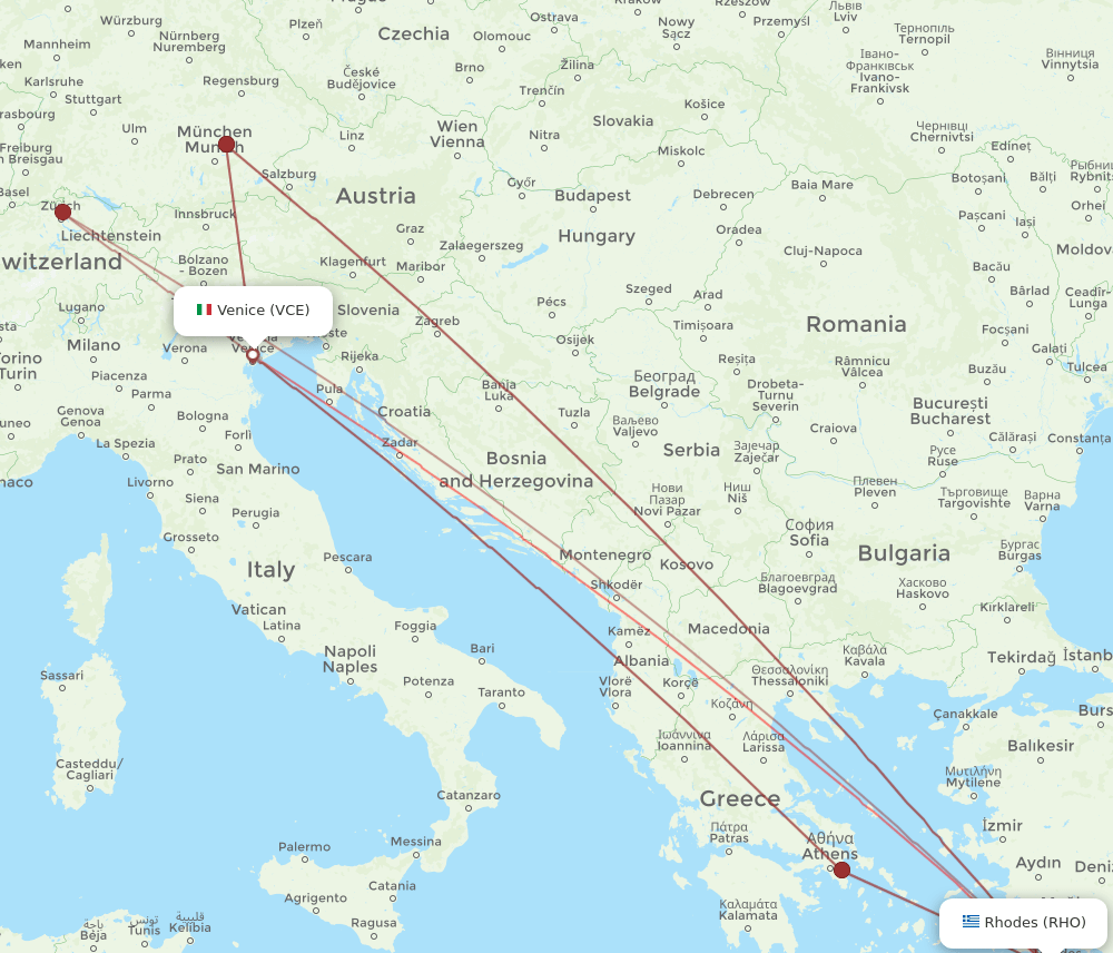 VCE-RHO flight routes