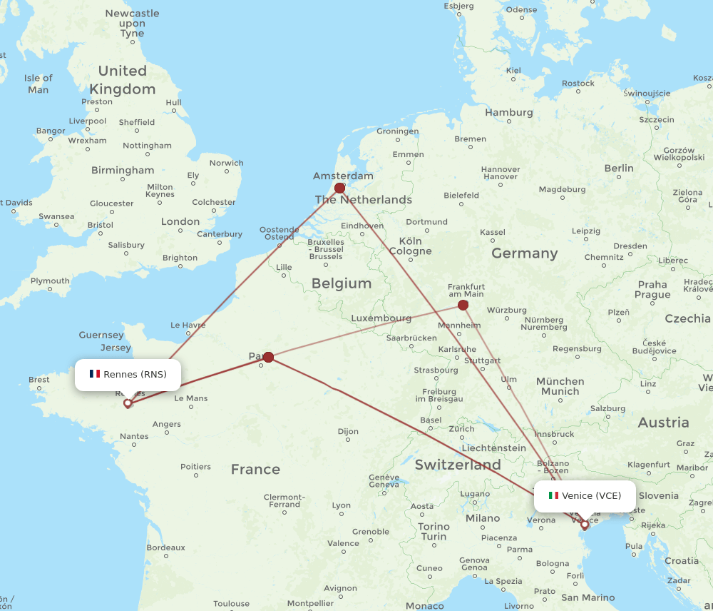 VCE-RNS flight routes