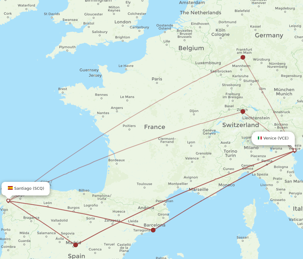 VCE-SCQ flight routes