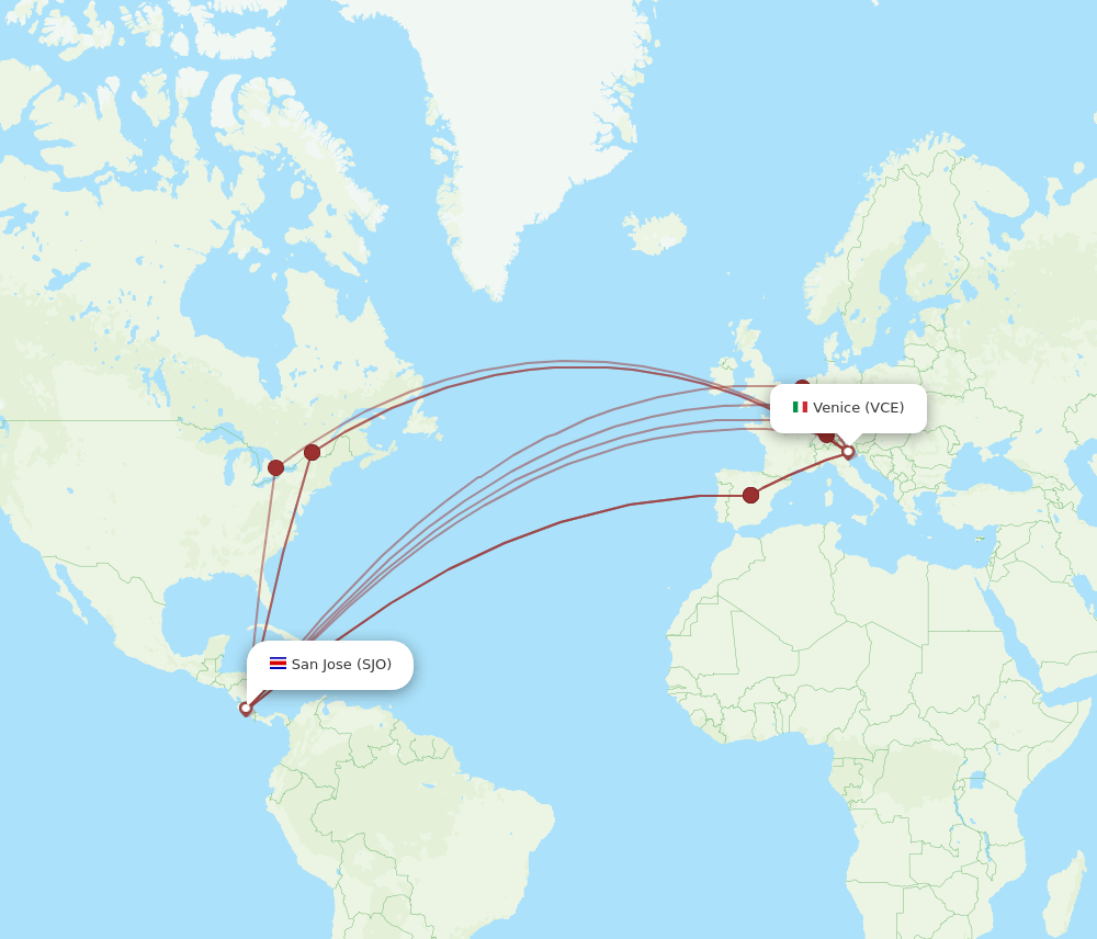 VCE-SJO flight routes