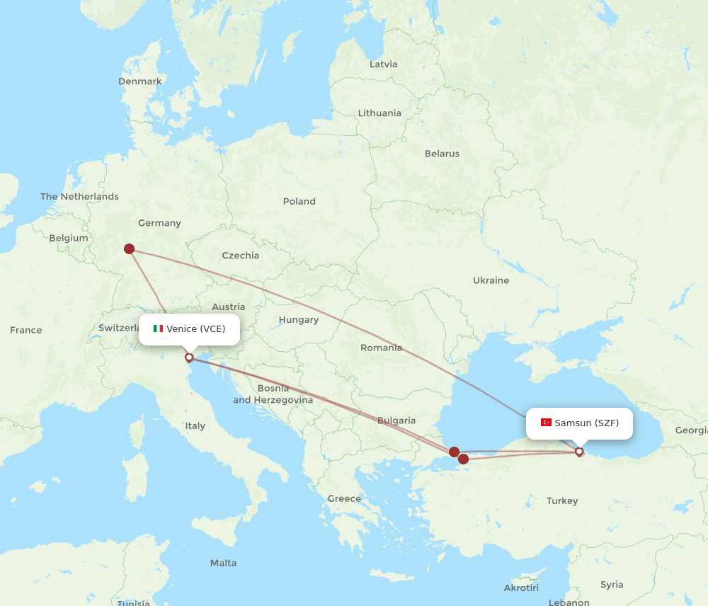 VCE-SZF flight routes