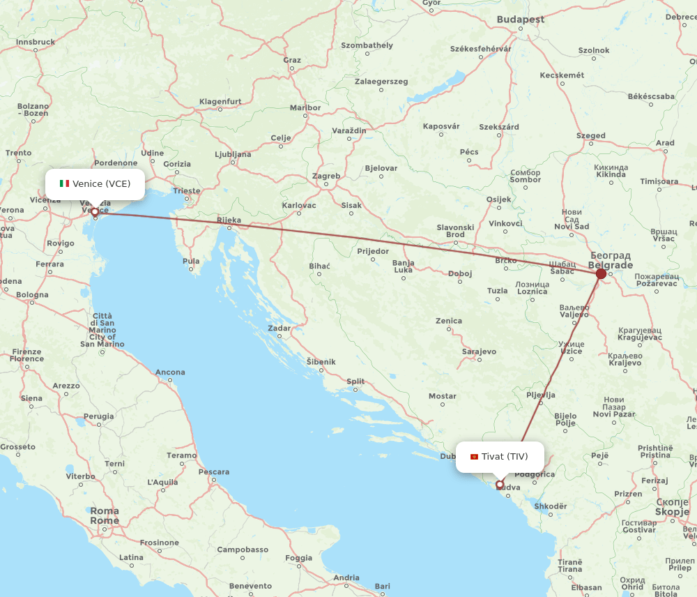 VCE-TIV flight routes