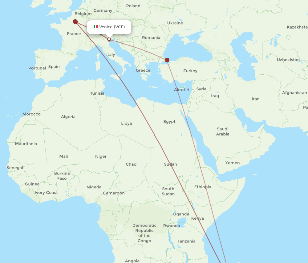 VCE-TNR flight routes