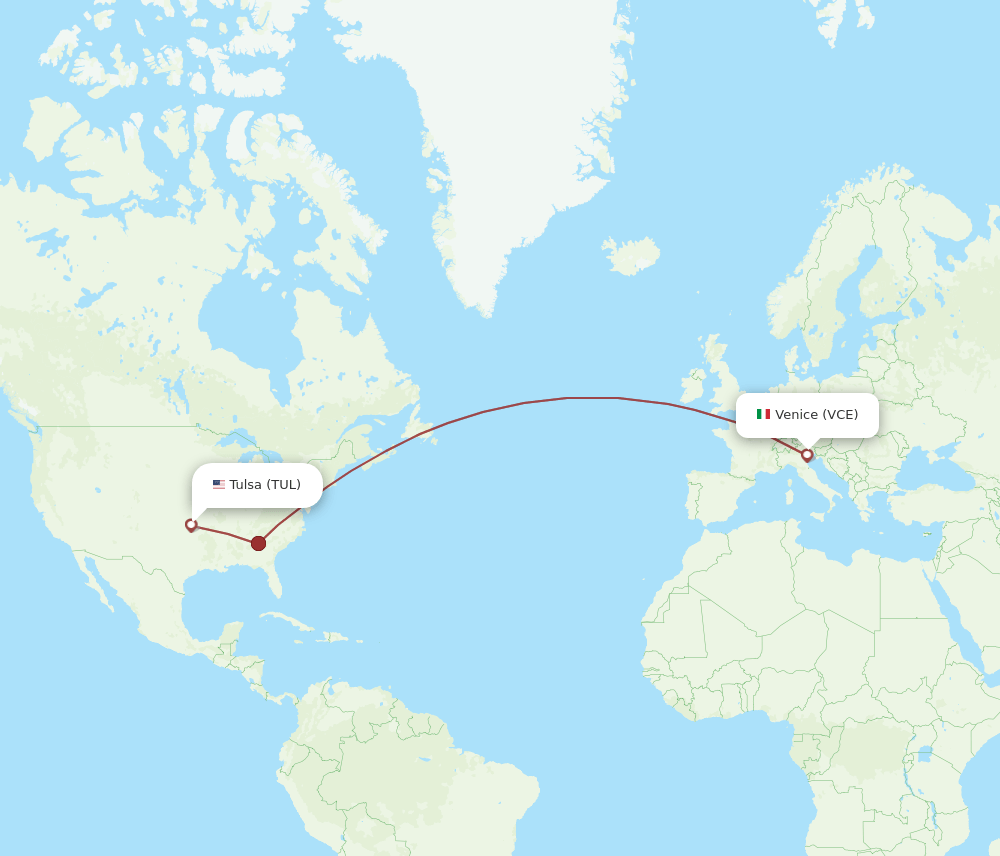 VCE-TUL flight routes