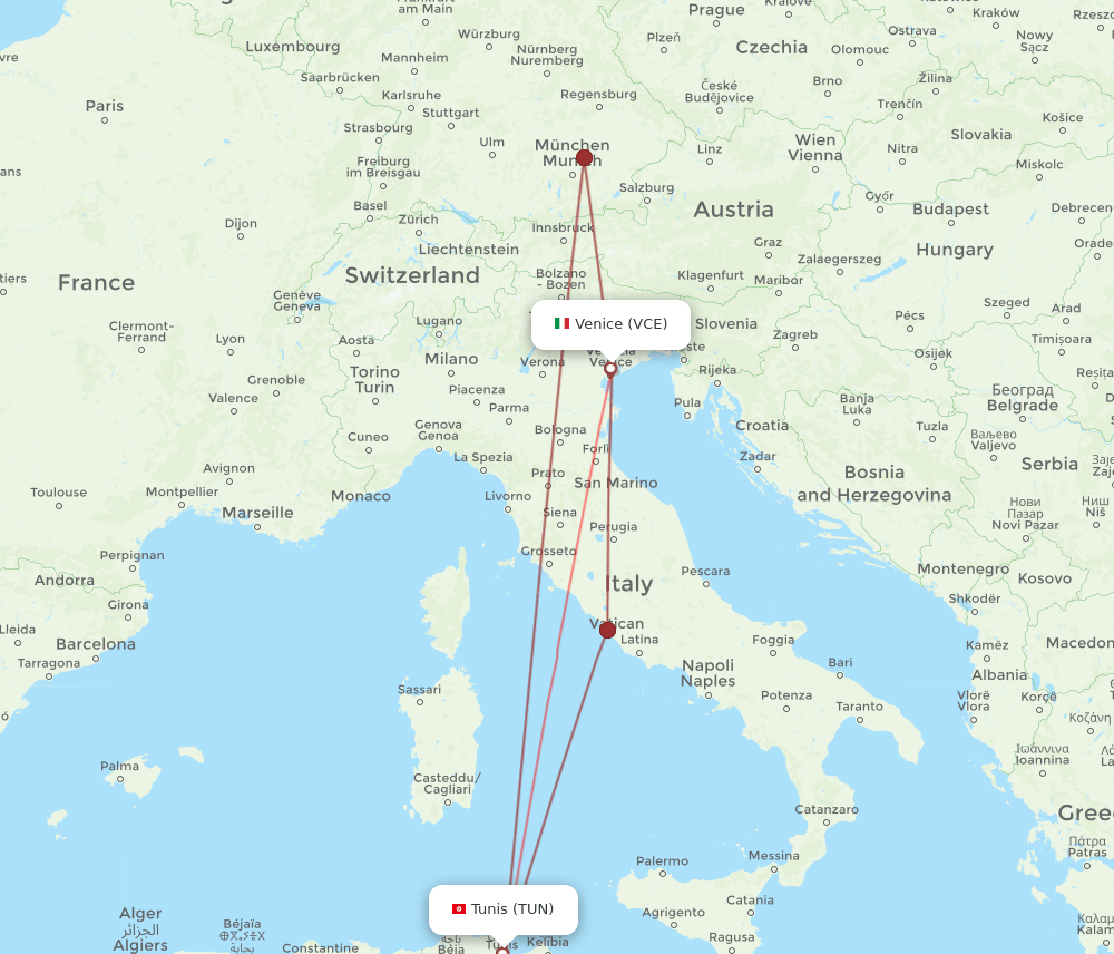 VCE-TUN flight routes