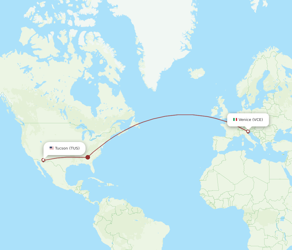 TUS to VCE flights and routes map