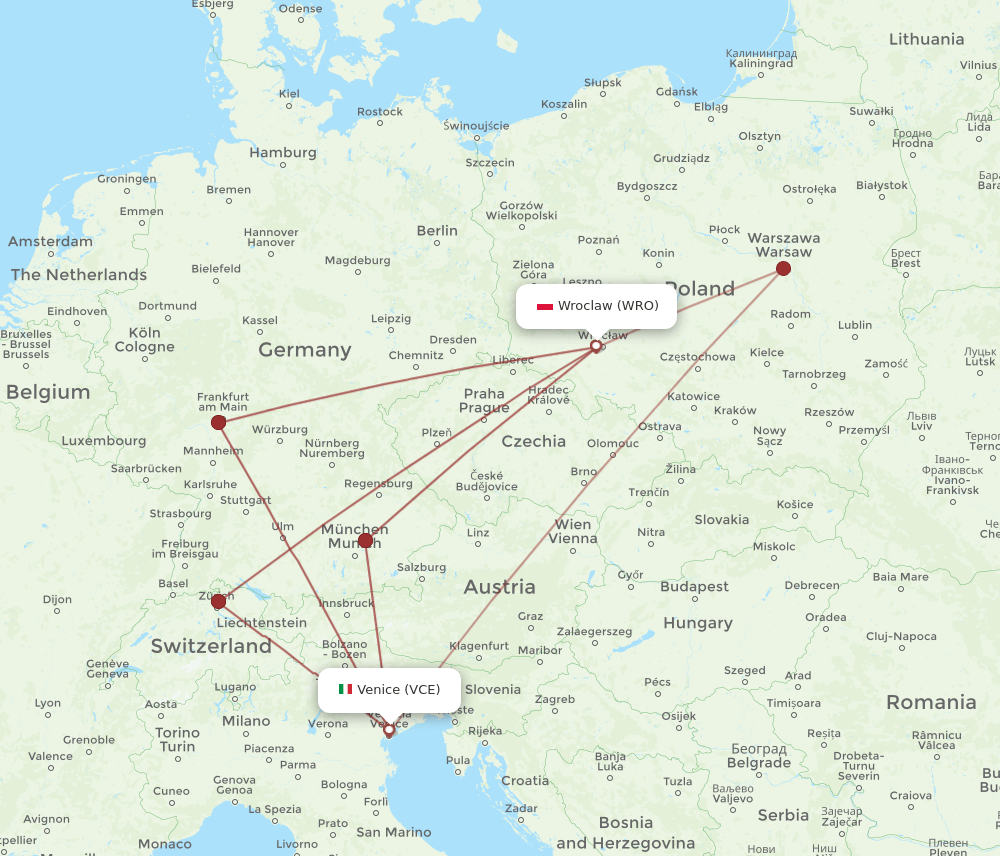 VCE-WRO flight routes