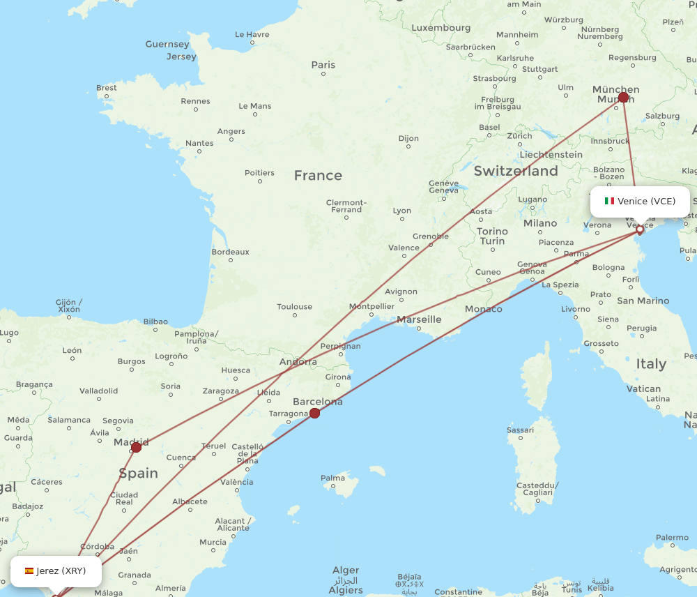 VCE-XRY flight routes