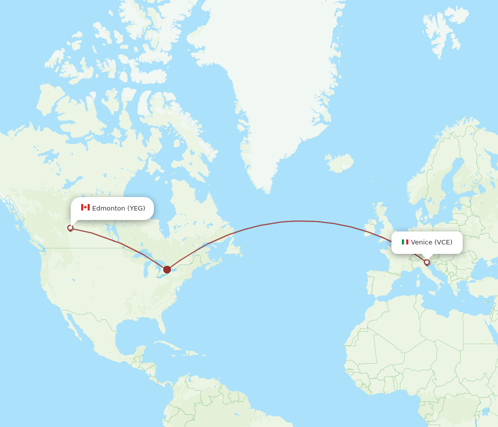 VCE-YEG flight routes