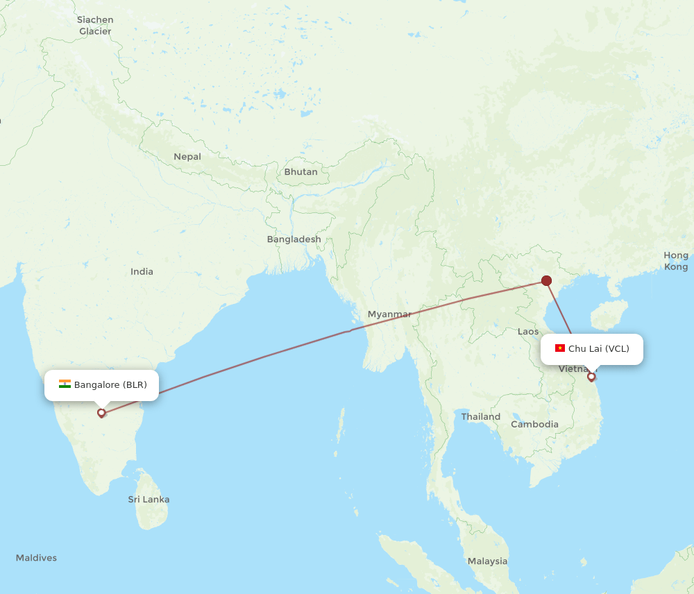VCL-BLR flight routes