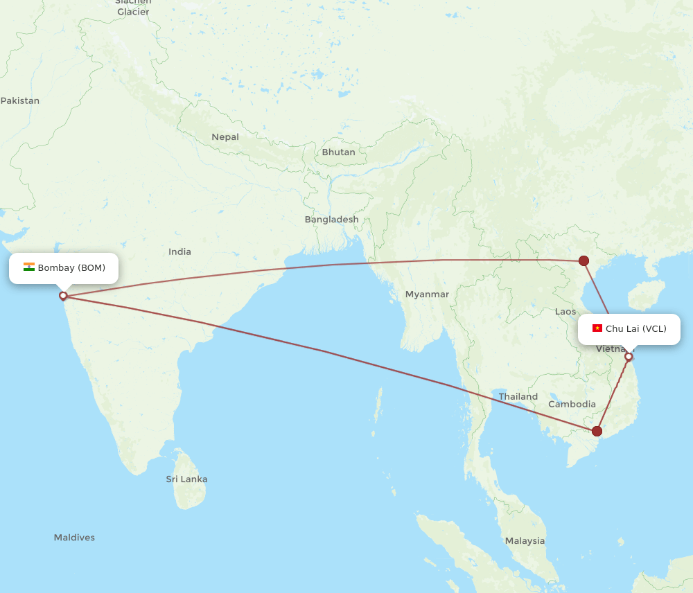 VCL-BOM flight routes