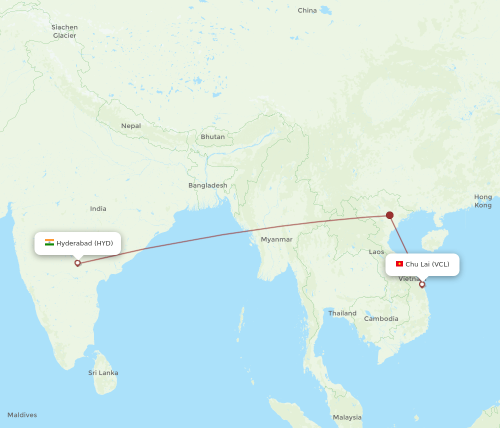 VCL-HYD flight routes