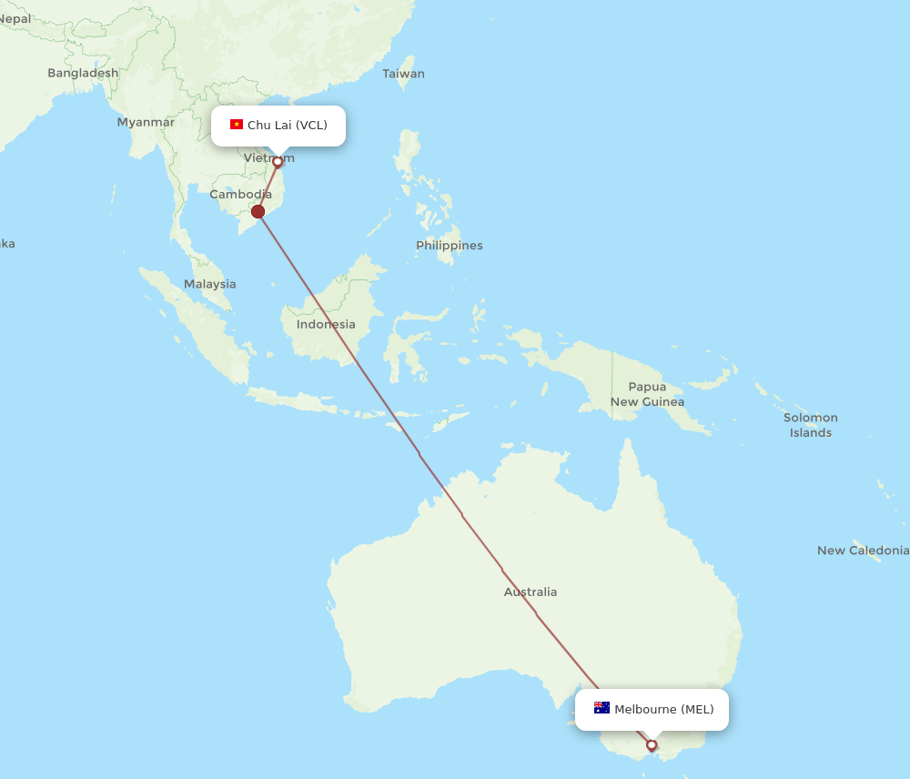 VCL-MEL flight routes