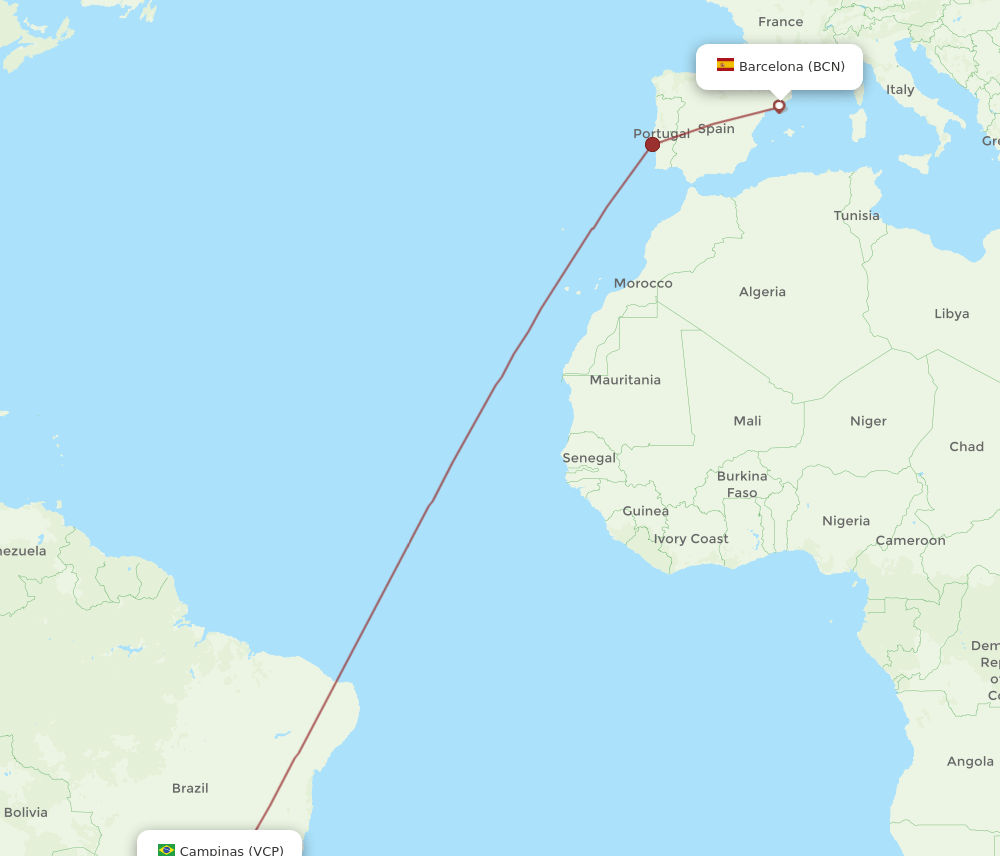 VCP-BCN flight routes